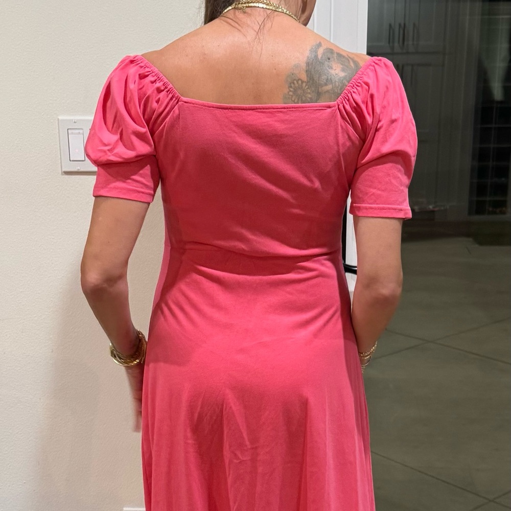 Elegant Pink Puff or off shoulder Dress